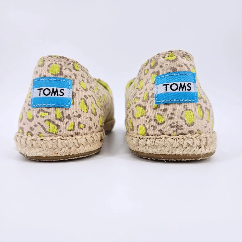 TOMS Alpargata Open Toe Sandals Limeade Leopard Print Women's 8.5 EUR 39‎